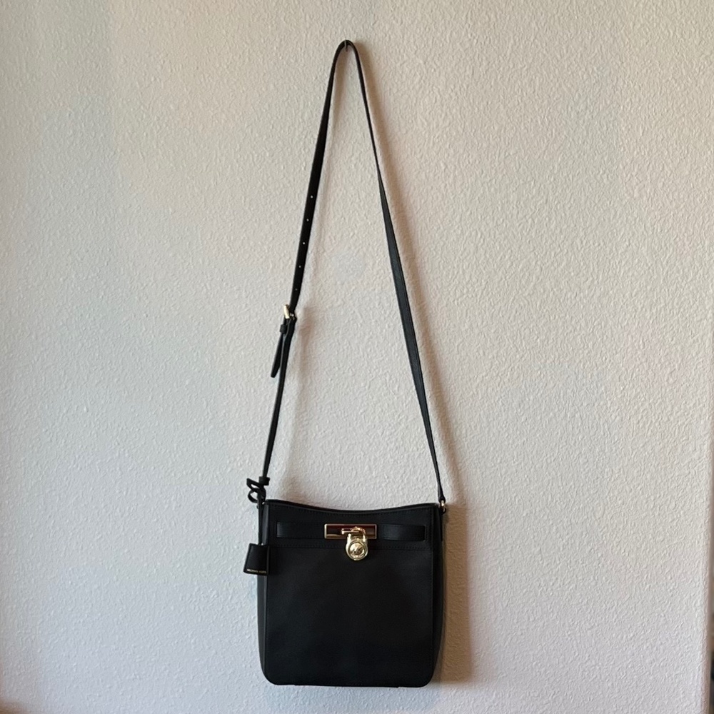 Michael Kors Crossbody Hamilton Black Leather Messenger Bag